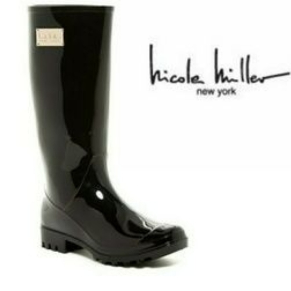 Nicole Miller black rain boots "Marla"